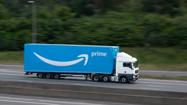 Amazon Prime delivery truck in England