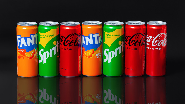 Lineup of top Coca-Cola brand cans