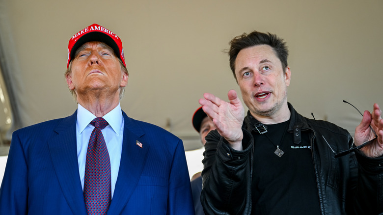 Dnald Trump and Elon Musk standing together