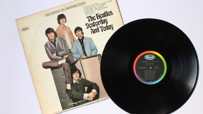 album cover featuring the four members of The Beatles