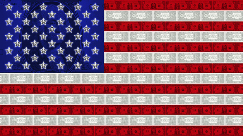 American flag composed of dollar bills