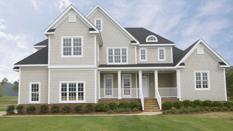 The front of a large house