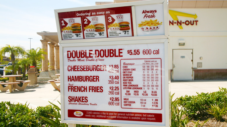 In-N-Out drive thru menu outside location