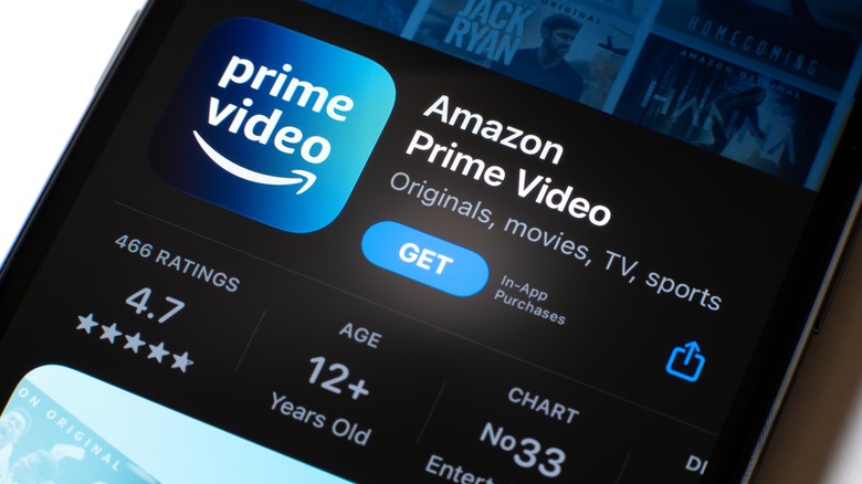 A close up a phone displaying Amazon Prime Video