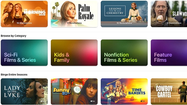 Apple TV+ menu of shows