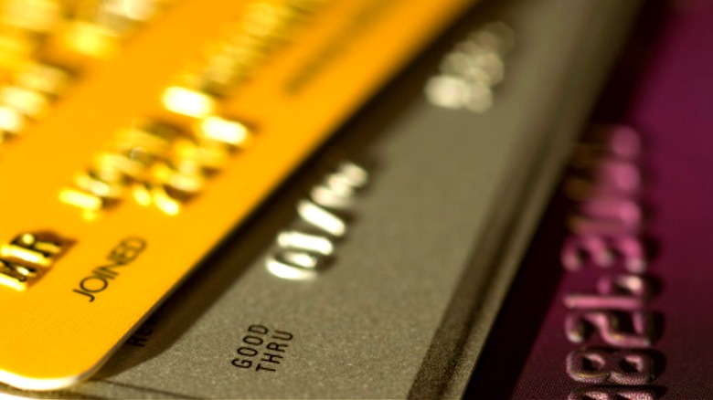 Credit card stack up close