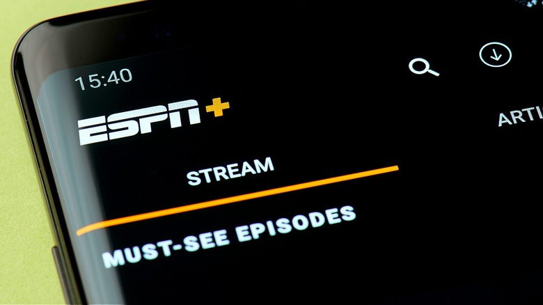 Phone screen open to ESPN+ app