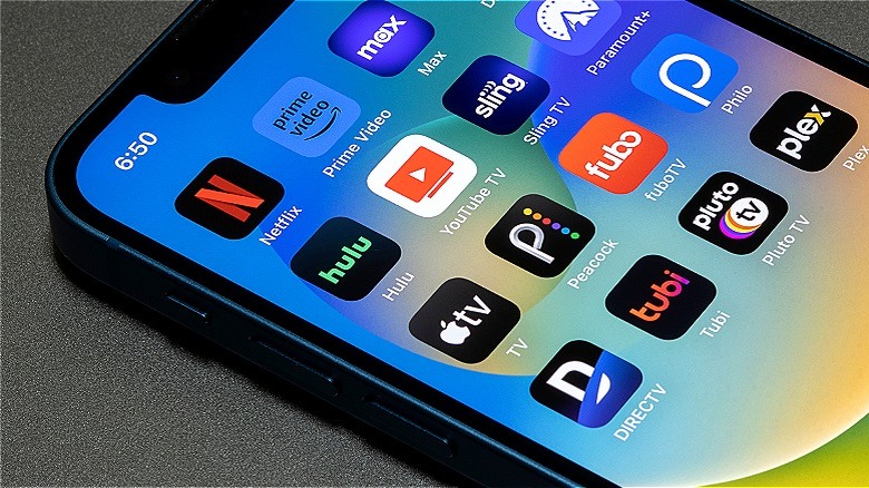 Smartphone screen with streaming app icons