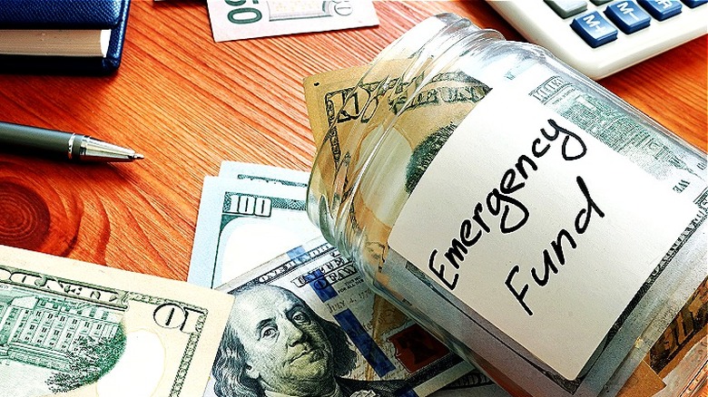 "Emergency Fund" money in jar