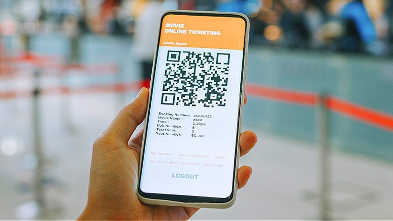 Movie-ticketing QR code on smartphone