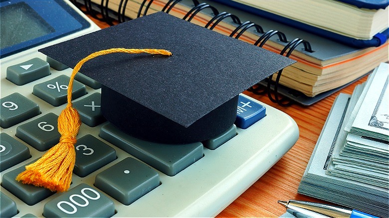 Graduation cap with calculator