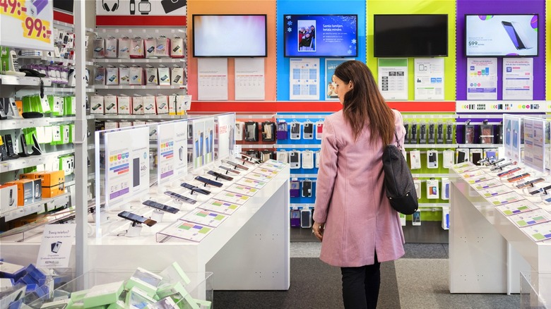 Person shopping for electronics