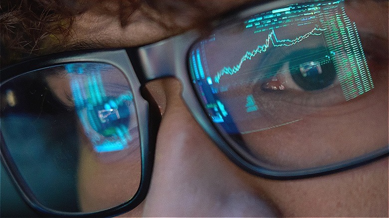 Trader's eyes watching stock chart