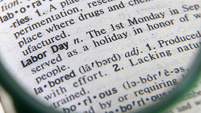 Labor Day dictionary entry magnified