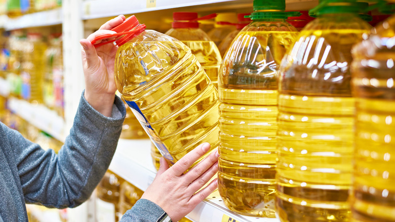 Large jugs of cooking oil