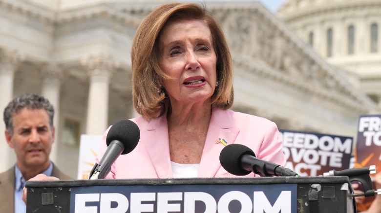 Rep. Nancy Pelosi delivering speech