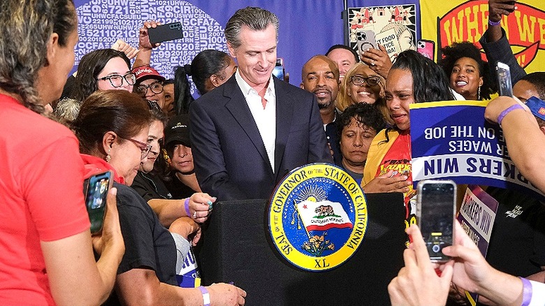 California fast-food minimum-wage news conference