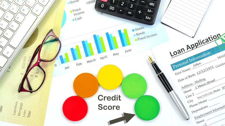 credit score and loan application pages