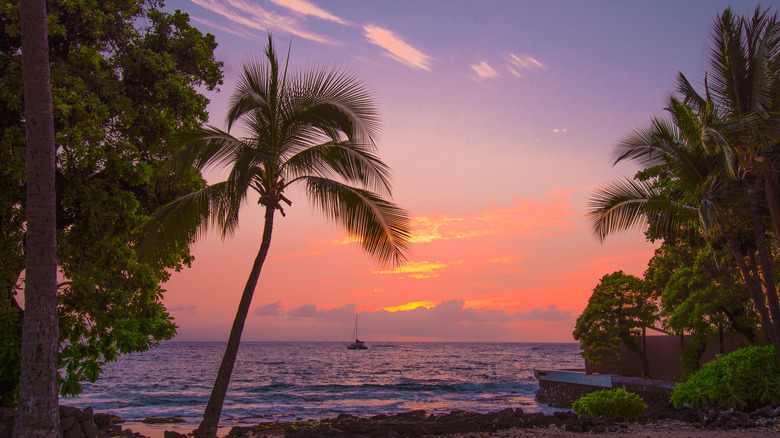 Sunset on a beach in Hawaii