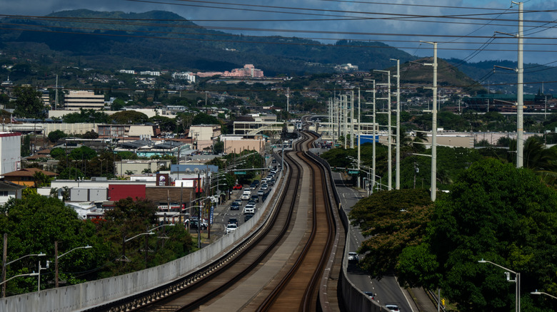 Pearl City Hawaii and the Skyline Train path