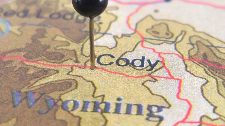 Map pin on Cody, Wyoming