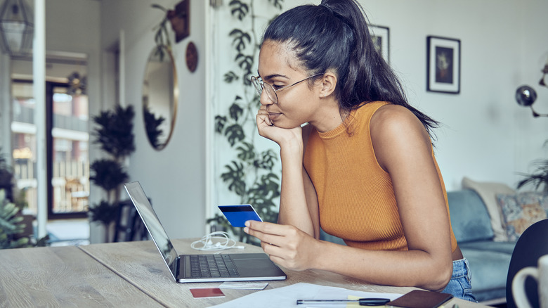 A woman managing her bills