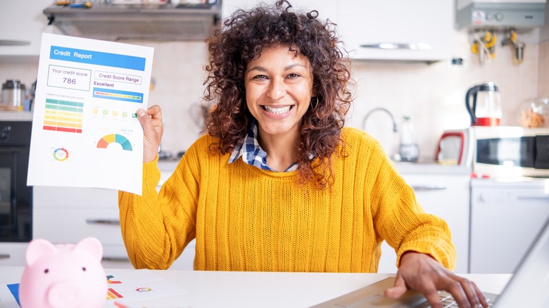 A woman checking her credit 