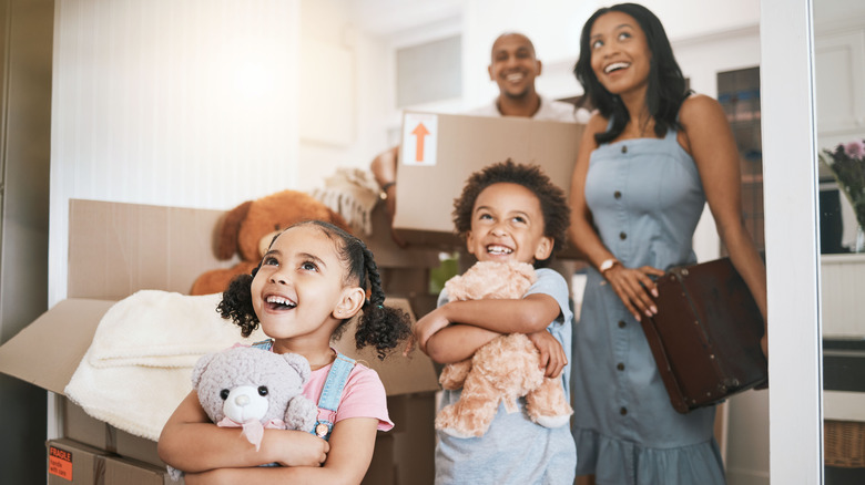 A happy family moving in