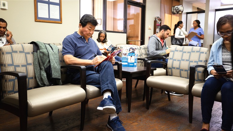 Patients in hospital waiting room