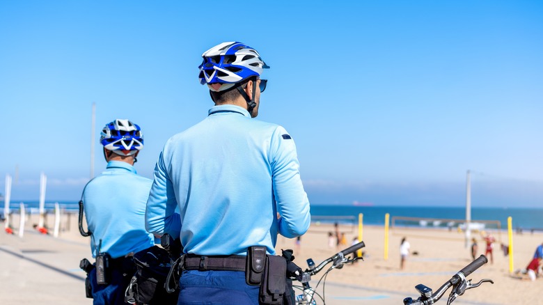 Bicycle patrol officers at beach