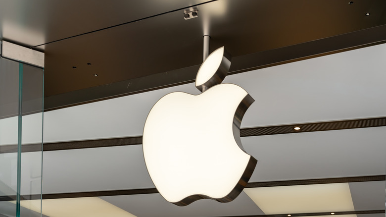 A close-up of the Apple logo