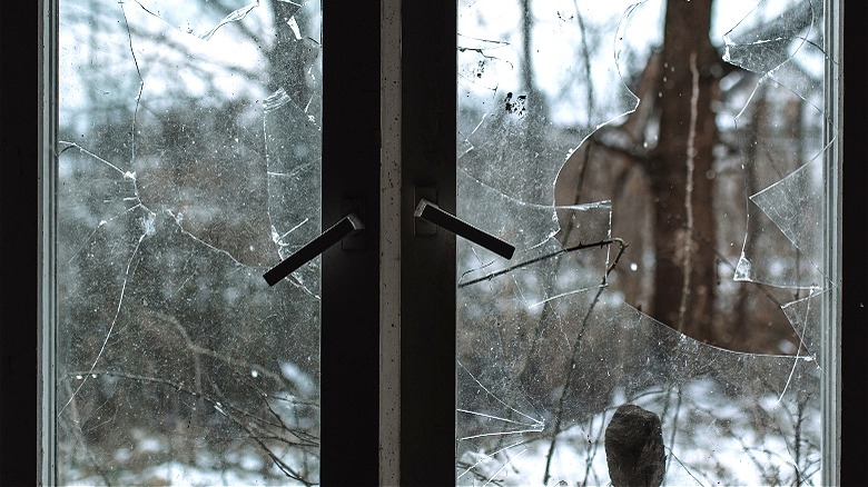 Broken windows at house