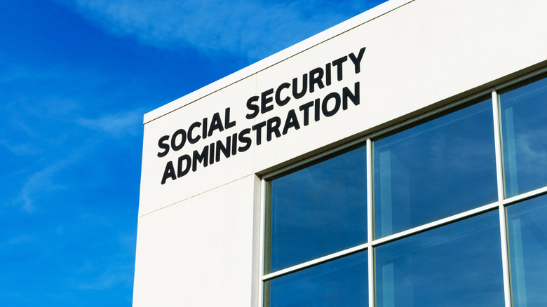 Social Security Administration sign on field office building.