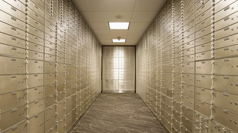 Room of safe deposit boxes