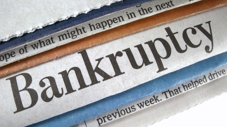 bankruptcy in newspaper text