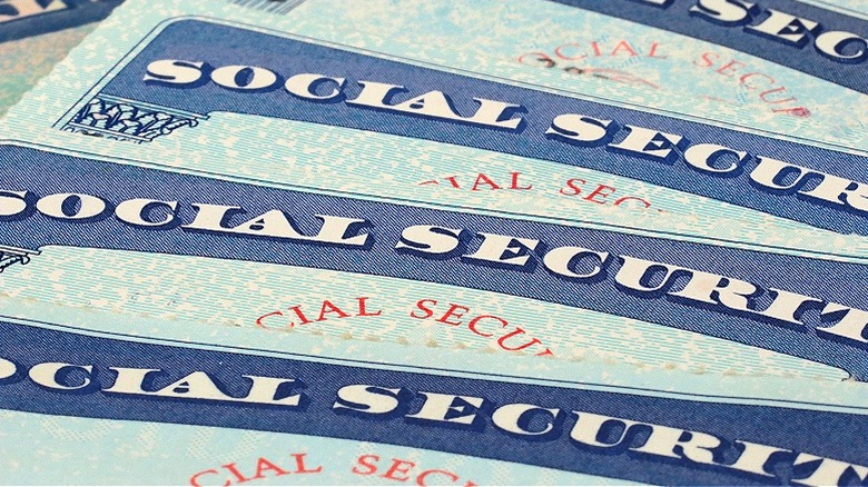 Close-up of Social Security cards