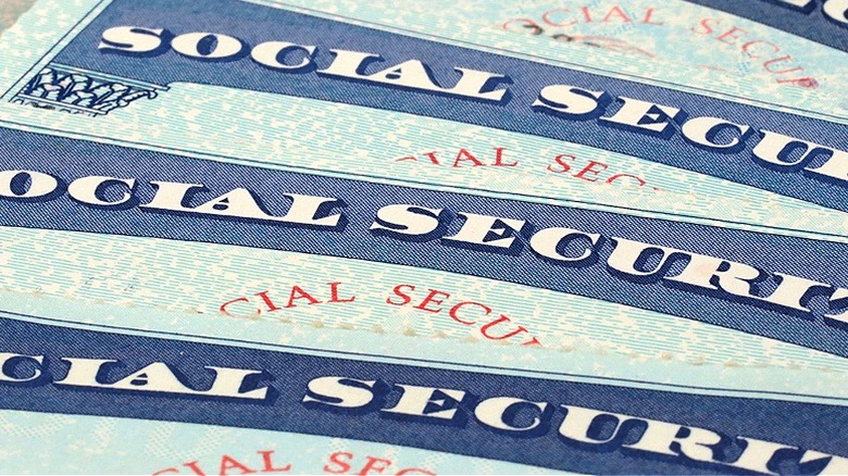 Social Security cards in row