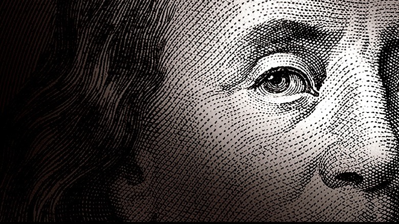 Zoomed-in Benjamin Franklin $100 bill