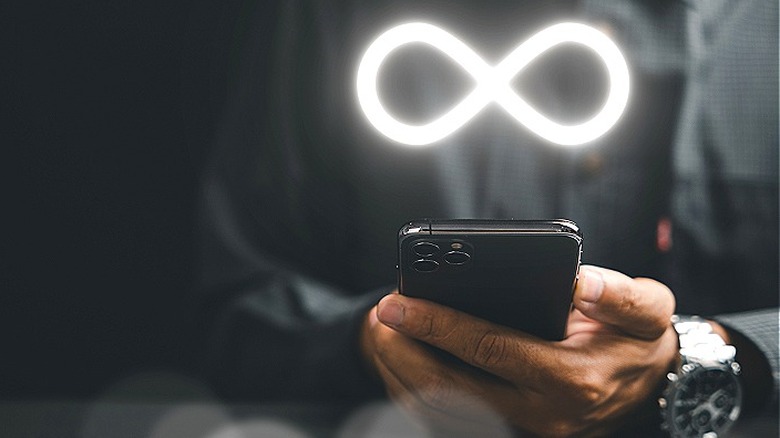 Infinity symbol above smartphone