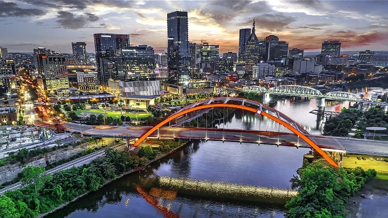 The skyline in Nashville, Tennessee