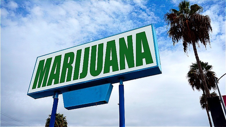 Marijuana store sign in California