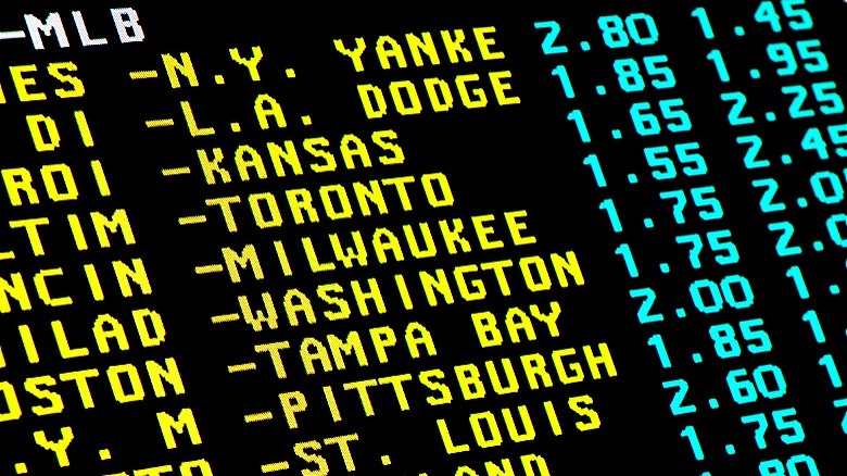 Gambling odds for MLB teams