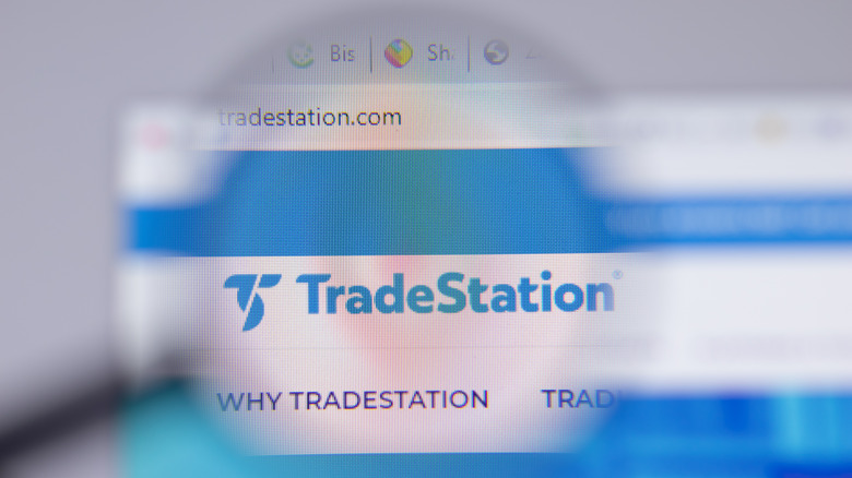 TradeStation website under magnifying glass