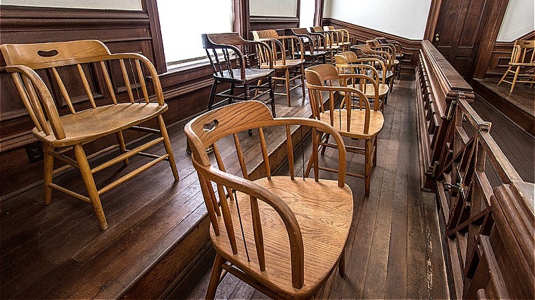 Chairs in empty jury box