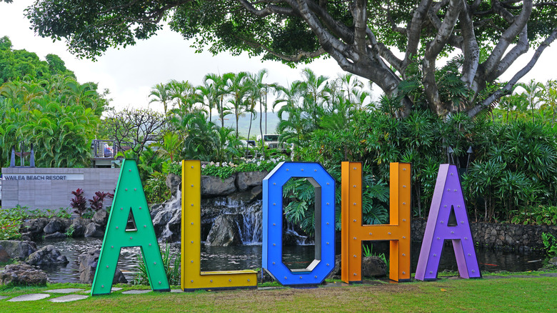 aloha sign at maui resort