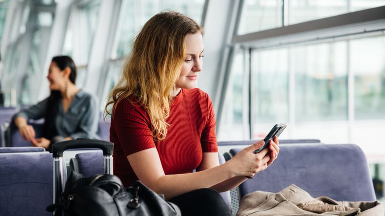 woman in an airport terminal