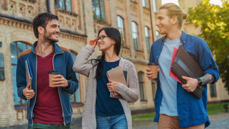 college students walking on campus