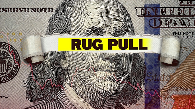 Currency with "RUG PULL" overlaid