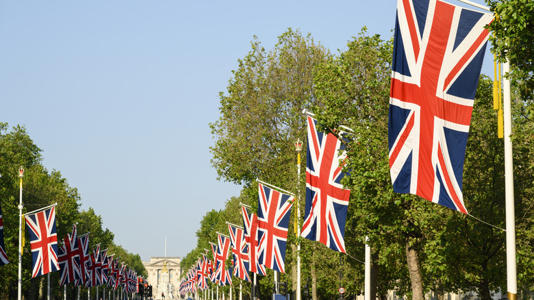 British flags on display in London