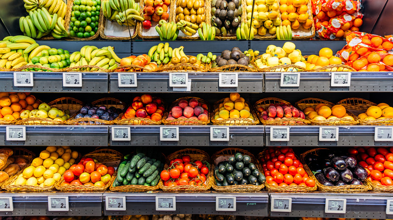 Produce section at grocery store